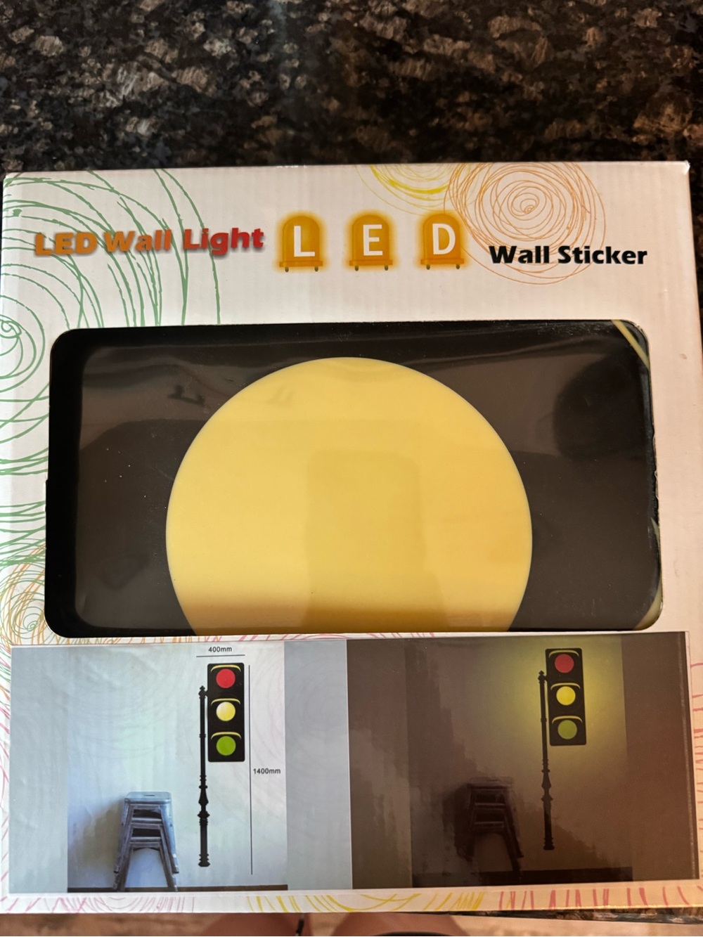 LED Wall Light Sticker - Traffic Light - AA Battery Operated - New in Box